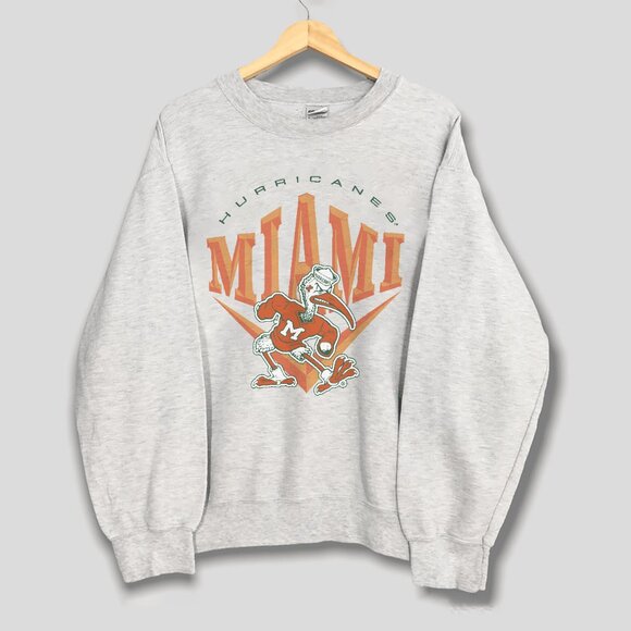 Vintage University of Miami Hurricanes Football Sweatshirt, Retro NCAA Shirt Tee - Picture 1 of 2